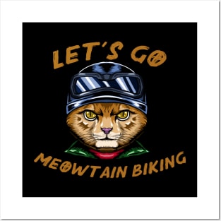 Let's Go Meowtain Biking Funny Cat Posters and Art